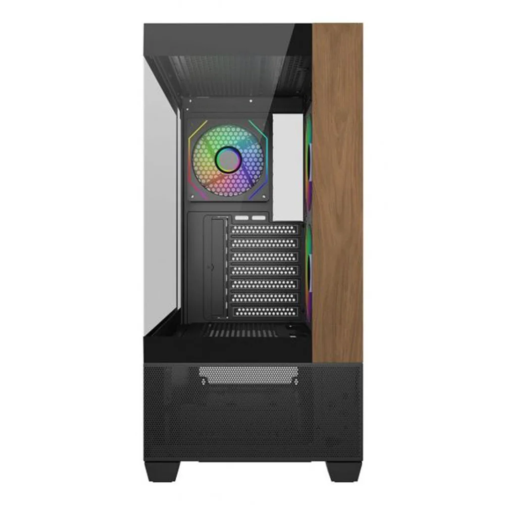 Imagem 2 de 3 do produto Gabinete Gamer Cooler Master Elite 690 Wood, Vidro Temperado, Mid Tower, Atx, Com 3 Fans, Preto, E690-khnn-s00
