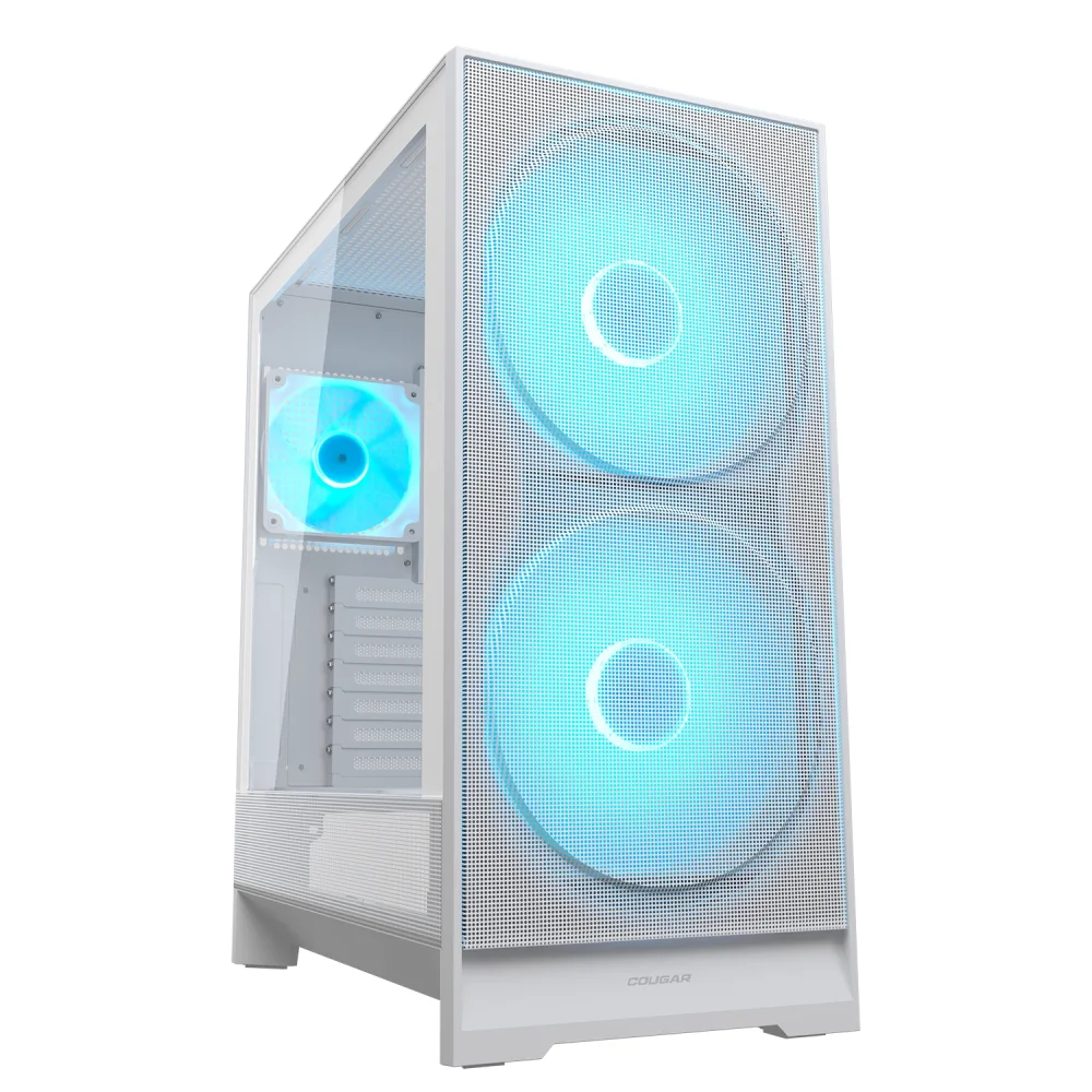 Gabinete Cougar Airface 180 Atx Mid Tower Lateral De Vidro Temperado Usb Tipo C Com 3 Fan Branco Cgr-5va4w-RGB