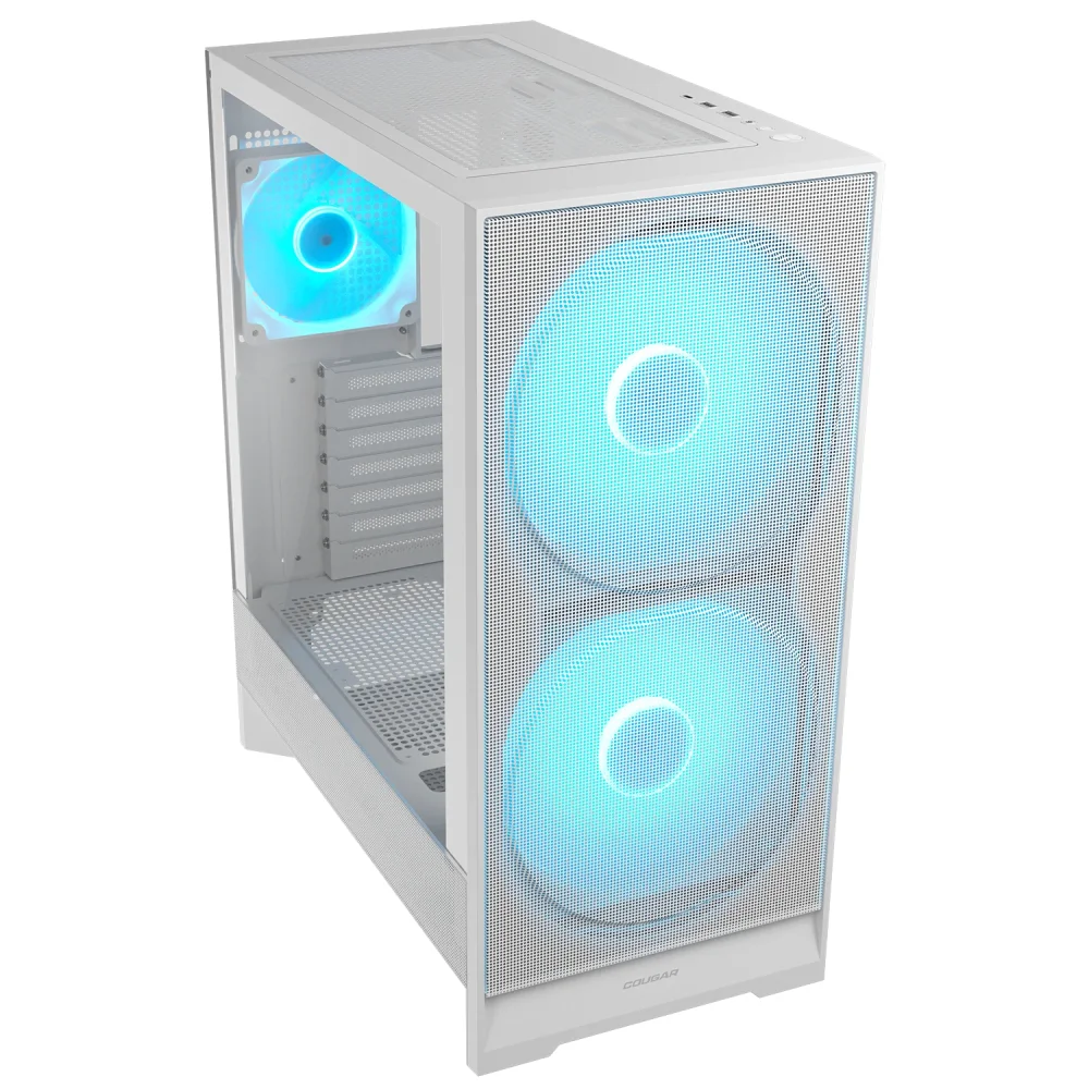 Imagem 5 de 5 do produto Gabinete Cougar Airface 180 Atx Mid Tower Lateral De Vidro Temperado Usb Tipo C Com 3 Fan Branco Cgr-5va4w-RGB