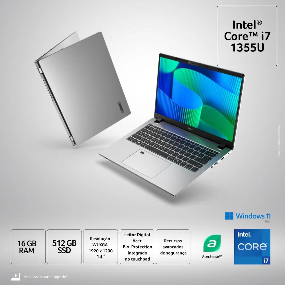 Notebook Acer Travelmate P2 14 Tmp214-56-72um Intel Core i7-1355u 14" 16gb 512gb SSD WINDOWS 11 Pro - Nx.bltal.004 Notebook Acer Travelmate P2 14 Tmp214-56-72um Intel Core i7-1355u 14" 16gb 512gb SSD WINDOWS 11 Pro - Nx.bltal.004