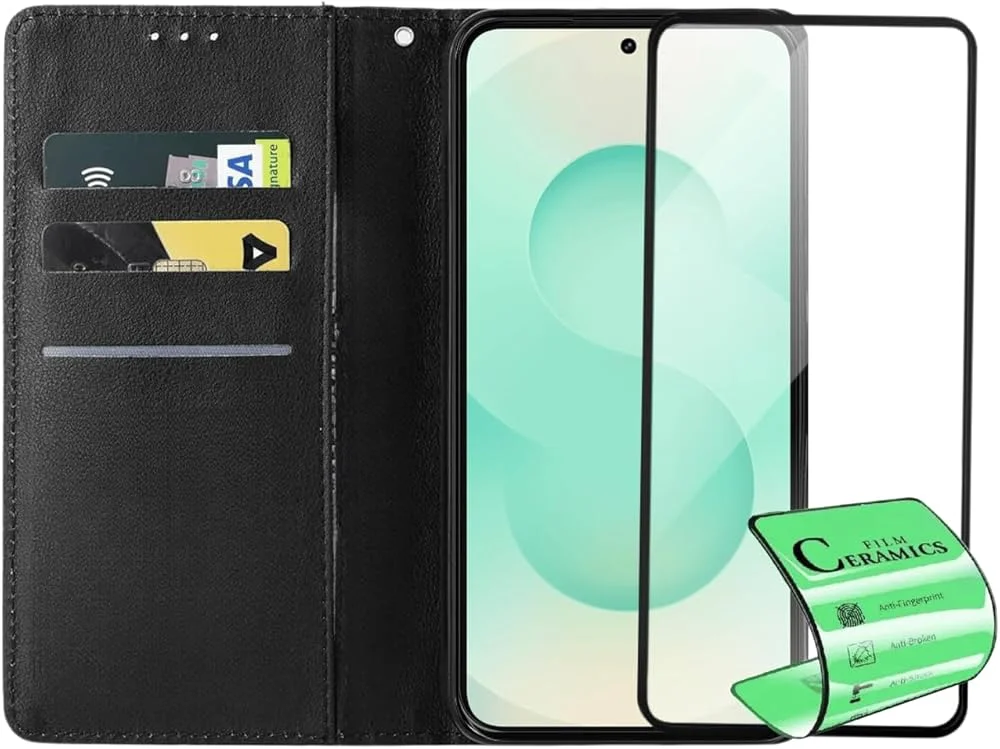 Capa Carteira Estojo Flip + Película De Cerâmica Para Samsun Galaxy S25 Fe Capa Carteira Estojo Flip + Película De Cerâmica Para Samsun Galaxy S25 Fe