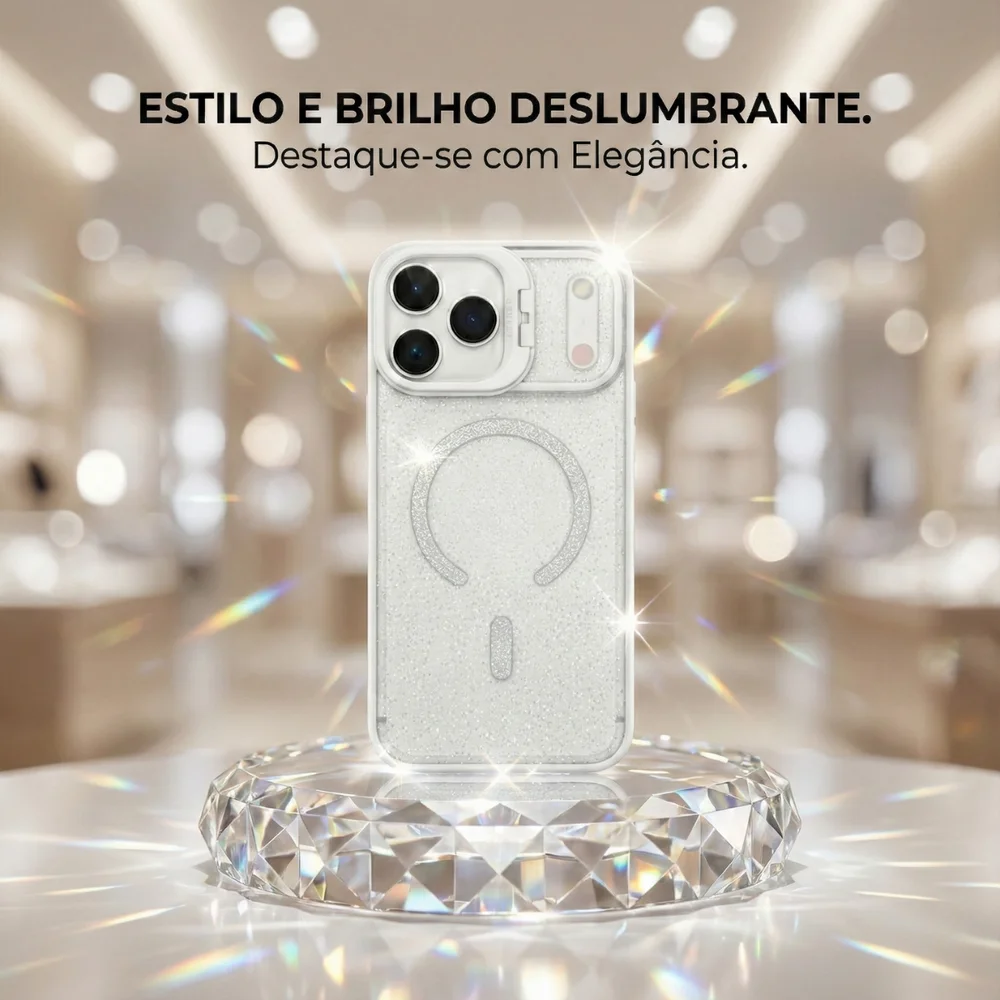 Imagem 4 de 5 do produto Capa Capinha Case Brilho Magsafe Suporte Iphone 17 Pro Max