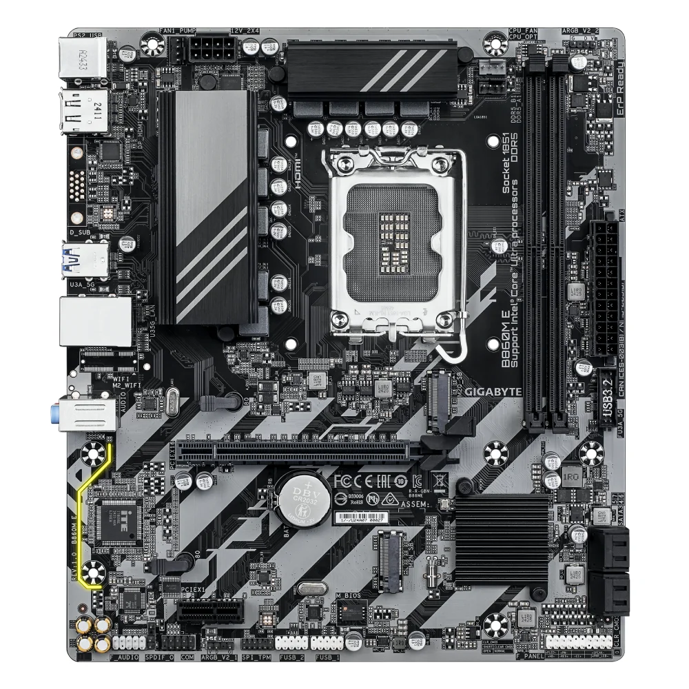 Placa Mãe Gigabyte B860m E Ddr5 LGA  1851 Matx M.2 Nvme HDMI Rev 1.0 6
