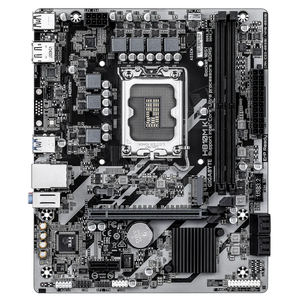 Placa Mãe Gigabyte H810m K Ddr5 LGA  1851 Matx M.2 Nvme Display Port HDMI Rev 1.0 6