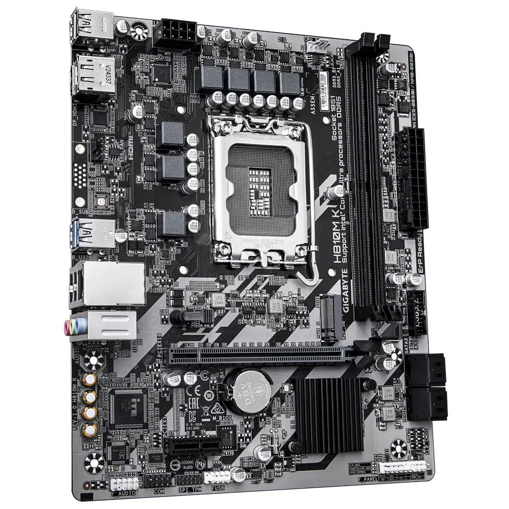 Placa Mãe Gigabyte H810m K Ddr5 LGA  1851 Matx M.2 Nvme Display Port HDMI Rev 1.0 7