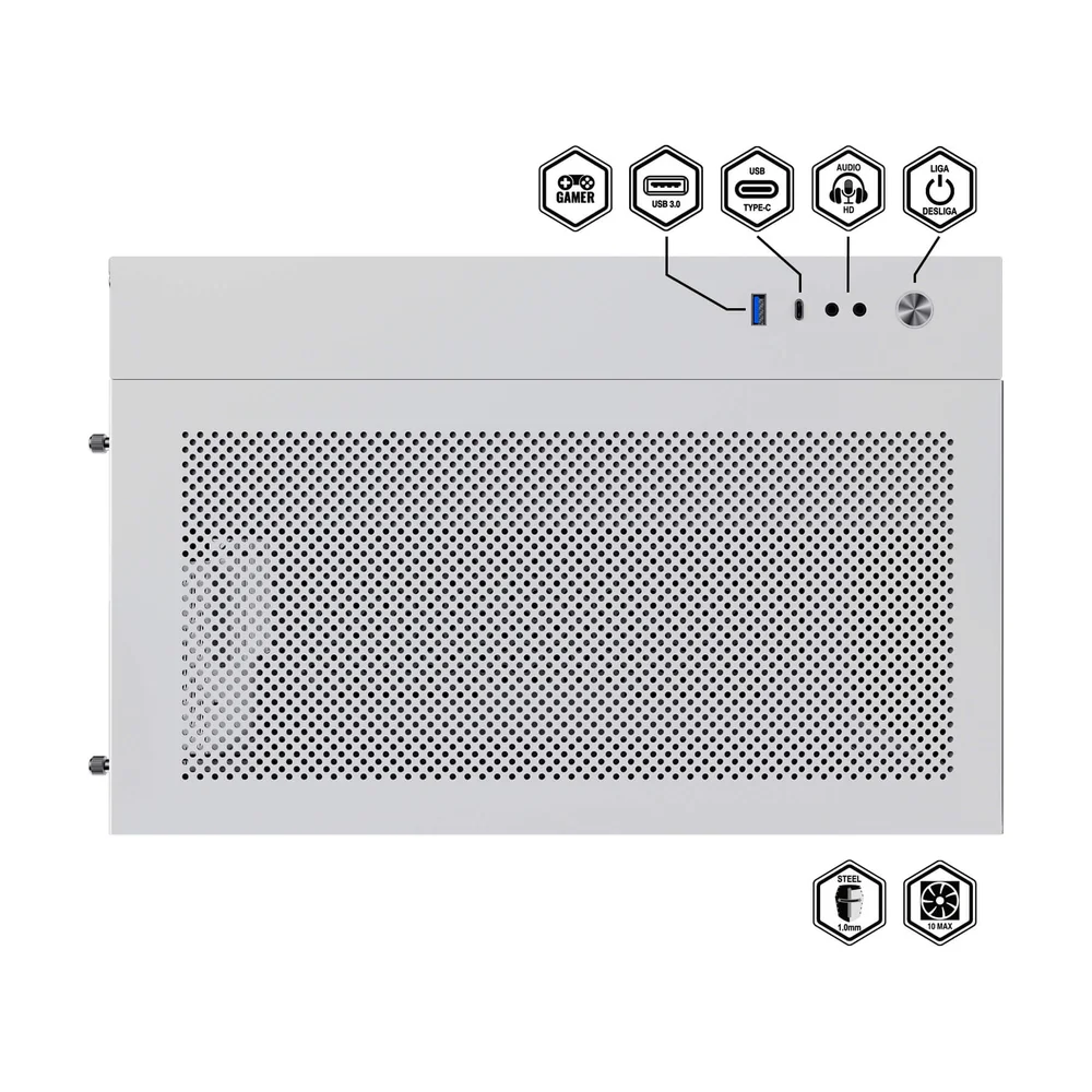 Imagem 2 de 5 do produto Gabinete Gamer Gamemax Lucent Wh, Atx, Vidro Temperado, 3 Fans