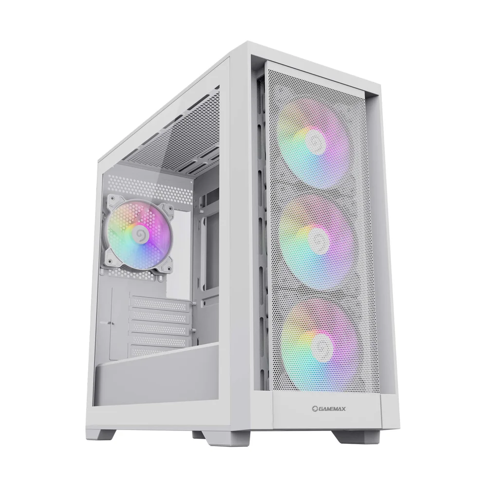 Imagem 2 de 5 do produto Gabinete Gamer Gamemax Defender Mb Wh, M-atx, Vidro Temperado, 3 Fans