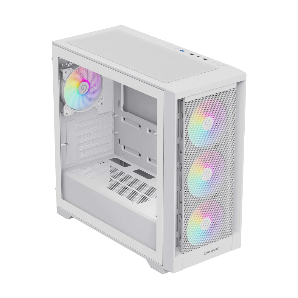 Imagem 4 de 5 do produto Gabinete Gamer Gamemax Defender Mb Wh, M-atx, Vidro Temperado, 3 Fans