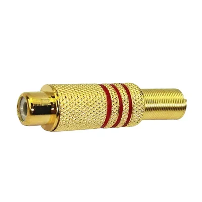 Plug Jack Rca Fêmea 6mm Dourado Vermelho Vermelho