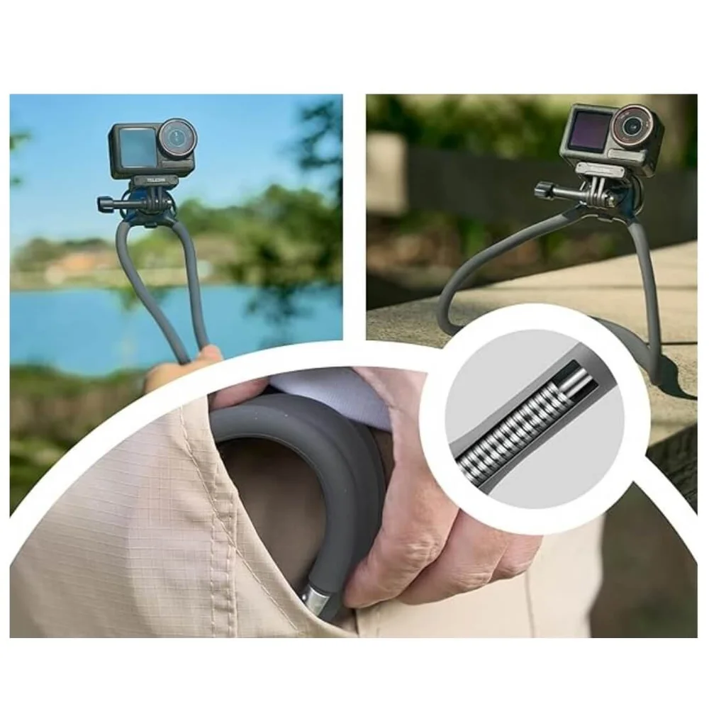 Alça De Pescoço Para Gopro E Similares - Telesin Cor Cinza