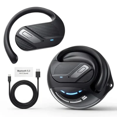 Fone De Ouvido Bluetooth Com Gancho E Case Redondo
