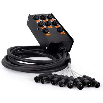 Medusa Kit 8 Vias Profissional Com Conectores Xlr Anilhados 9 Metros Unica 9 Mt