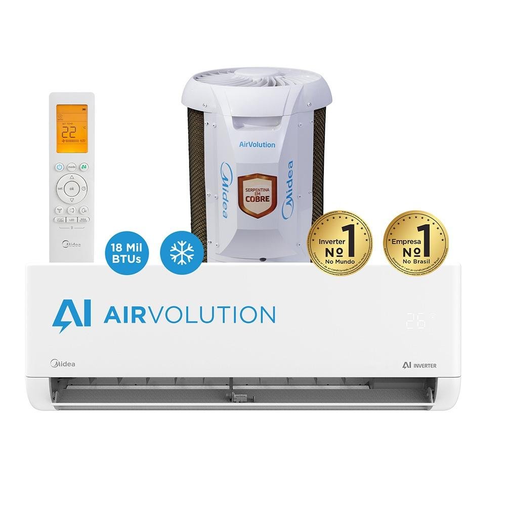 Ar Condicionado Split Midea Hi Wall Inverter Ai Airvolution 18.000 Btu/h Frio Monofásico Branco 42efvca18m5/38tavca18m5 220v