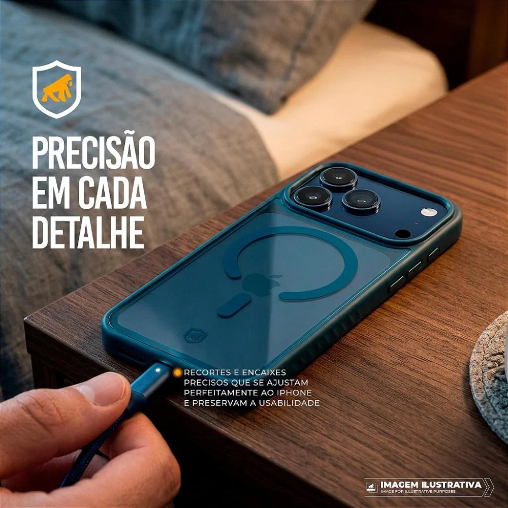 Imagem 2 de 5 do produto Capa Para Iphone 17 Pro - Magsafe Wave Transparente - Azul - Gshield