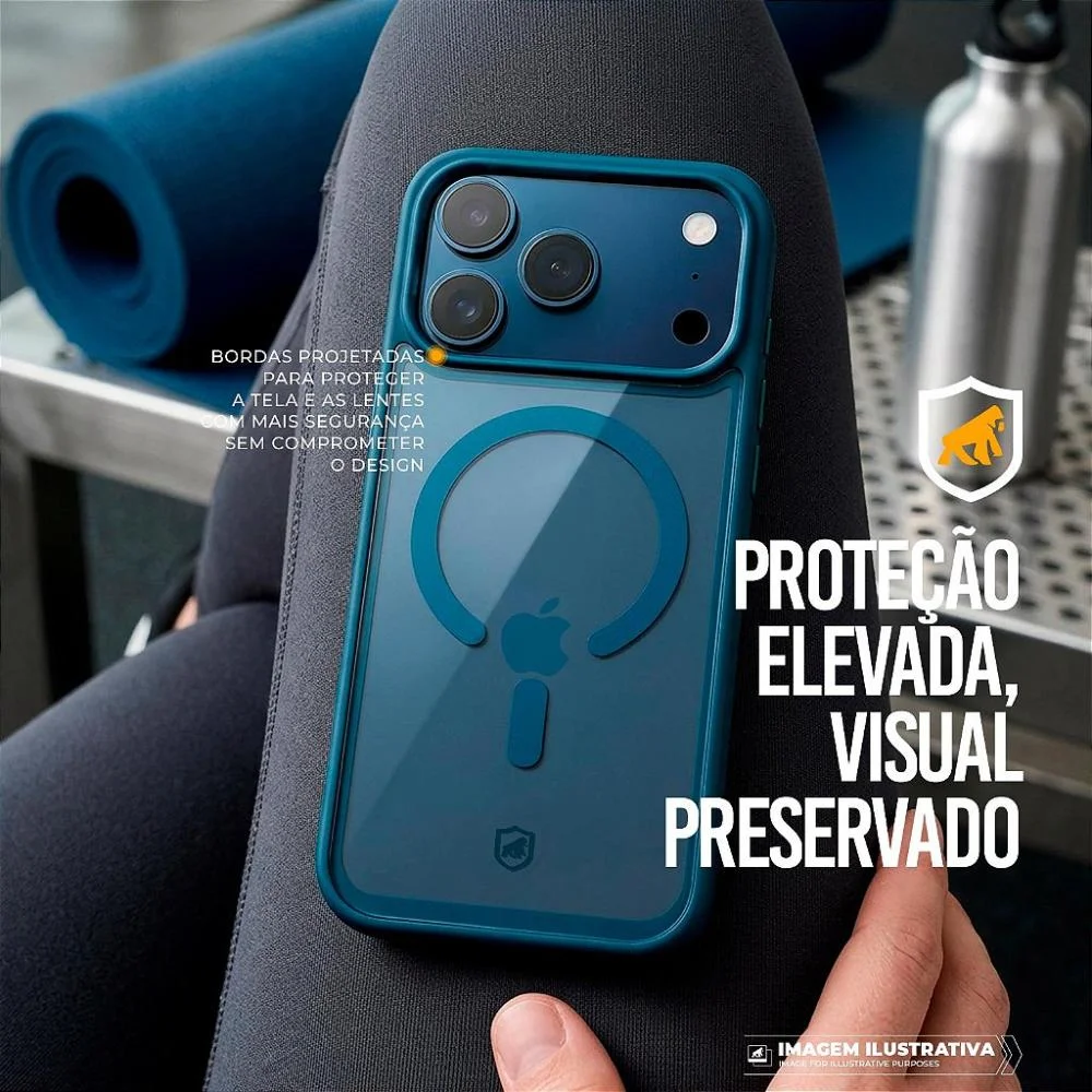 Imagem 3 de 5 do produto Capa Para Iphone 17 Pro - Magsafe Wave Transparente - Azul - Gshield