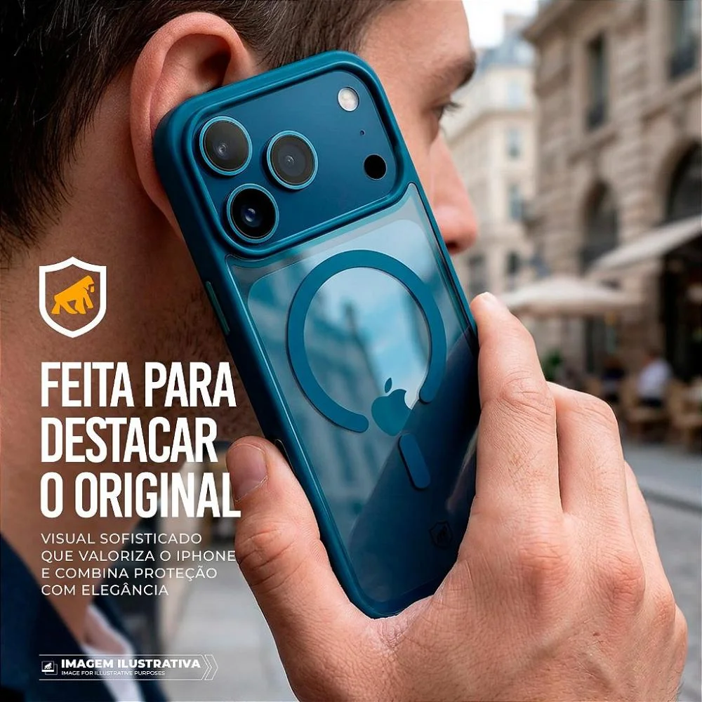 Imagem 5 de 5 do produto Capa Para Iphone 17 Pro - Magsafe Wave Transparente - Azul - Gshield