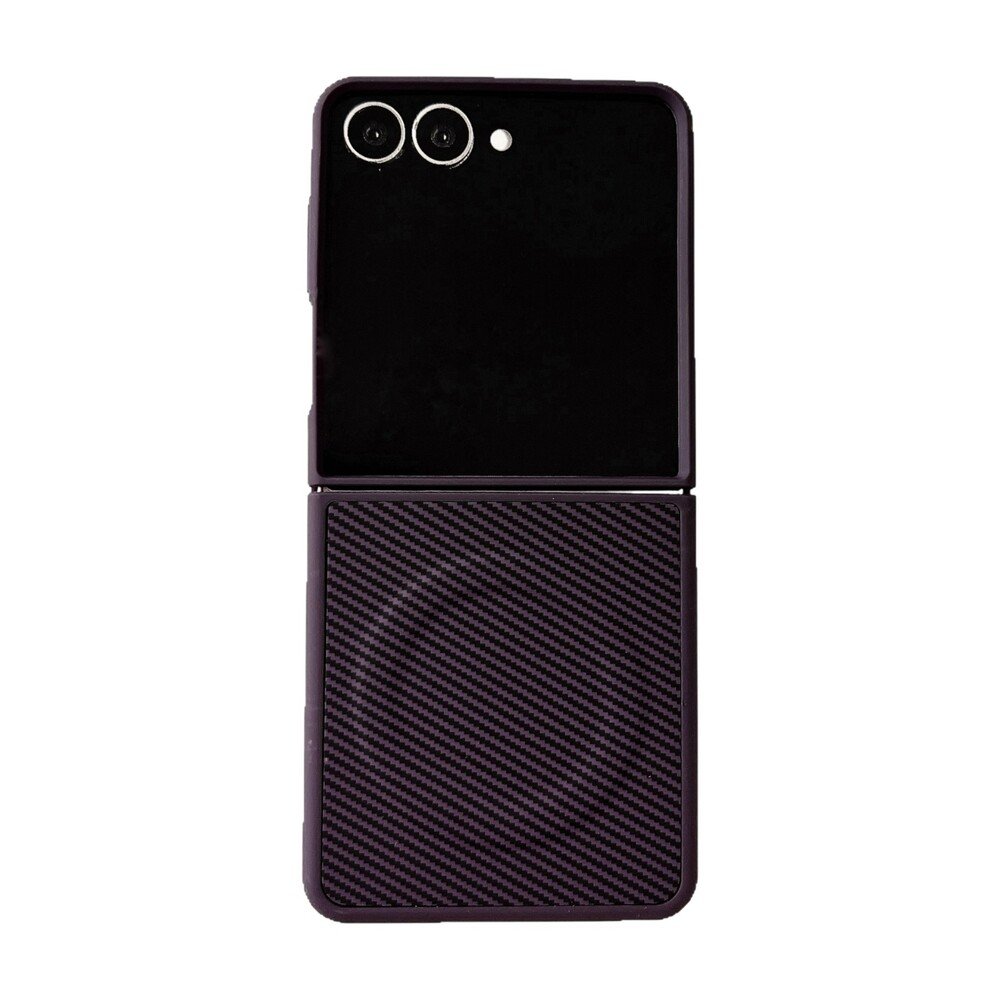 Capa Protetora para o Samsung Z Flip 7 com Carregamento Magnético em Fibra de Carbono - Compatível com Magsafe Cor: Roxo
