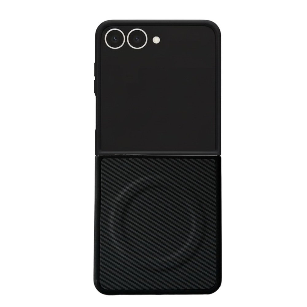 Capa Protetora para o Samsung Z Flip 7 com Carregamento Magnético em Fibra de Carbono - Compatível com Magsafe Cor: Preto