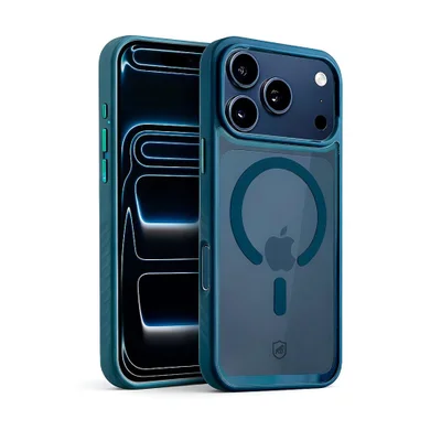 Capa Para Iphone 17 Pro Max - Magsafe Wave Transparente - Azul - Gshield