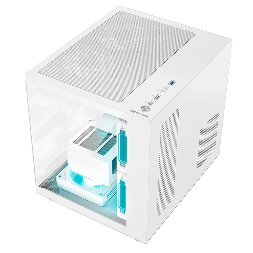 Imagem 4 de 5 do produto Gabinete Gamer C3tech Aquarius, Frontal E Lateral Em Vidro, Usb 3.0, Branco - Mt-g720wh