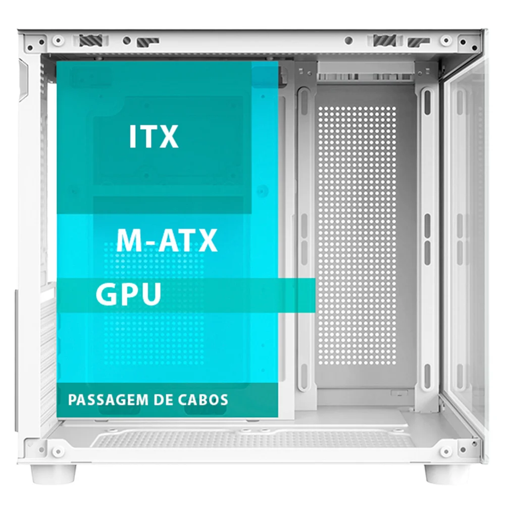 Imagem 5 de 5 do produto Gabinete Gamer C3tech Aquarius, Frontal E Lateral Em Vidro, Usb 3.0, Branco - Mt-g720wh
