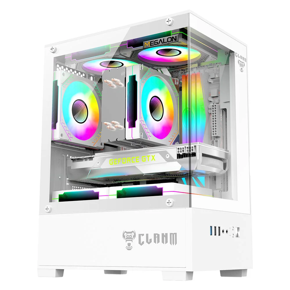 Gabinete Gamer Megalon Snow + 3 Fan Snow RGB - Clanm