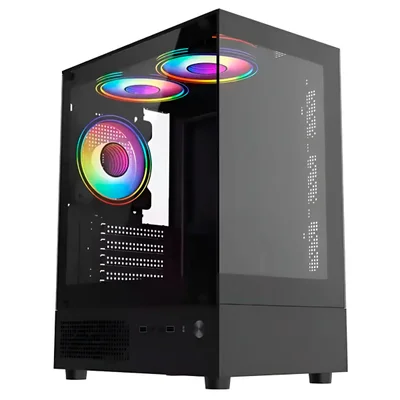 Gabinete Gamer Crypton Quasar, 3 Fans RGB, 4 Slots, Vidro Temperado, Preto - Cpt-quasar-2024