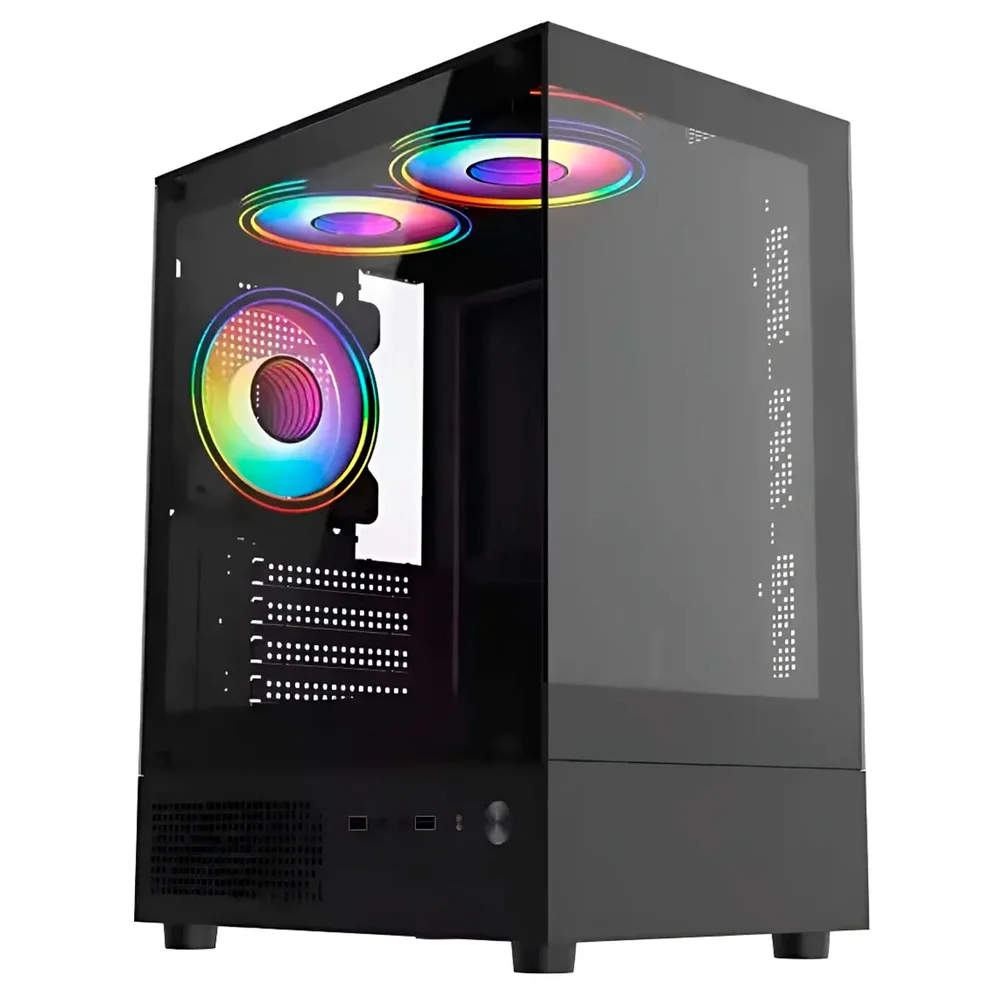 Gabinete Gamer Crypton Quasar, 3 Fans RGB, 4 Slots, Vidro Temperado, Preto - Cpt-quasar-2024