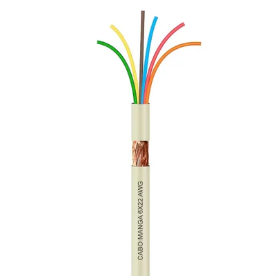 Cabo Manga 6x22 Awg - Com Blindagem - Bege - 60 Metros Bege 60 Mt