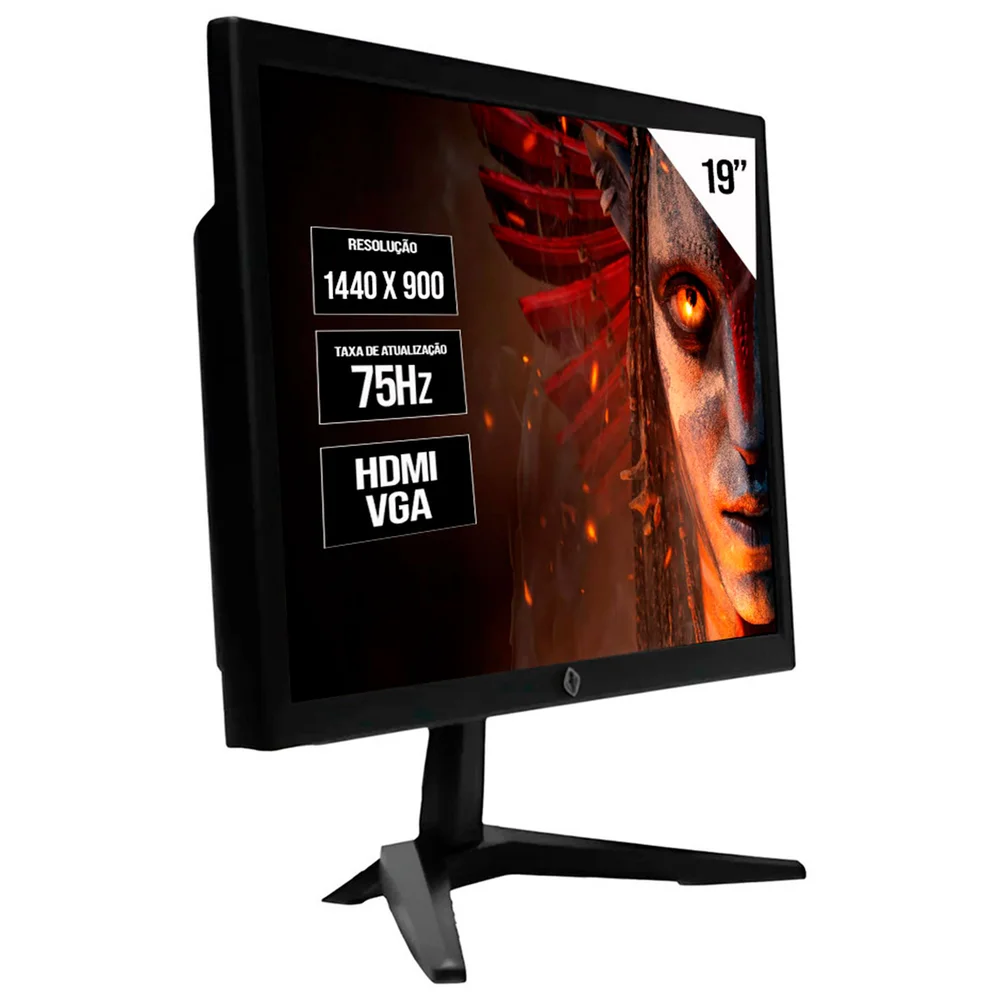 Monitor LED Tronos 19", Resolução 1440x900, 75hz, HDMI, Vga E Vesa, Bivolt, Preto - Trs-hk19wy Monitor LED Tronos 19", Resolução 1440x900, 75hz, HDMI, Vga E Vesa, Bivolt, Preto - Trs-hk19wy