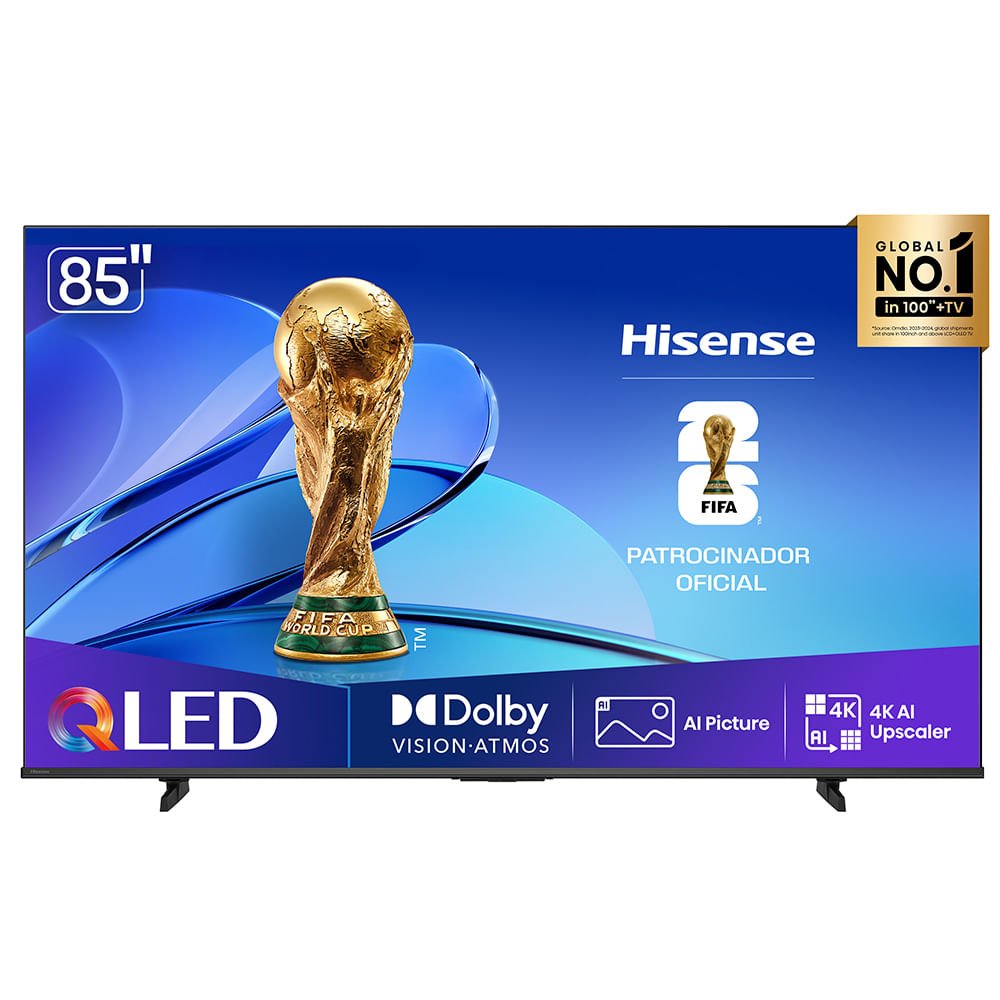 Smart Tv QLED 4khisense 85” " 85q6qvv Com Processador Ai, Dolby Vision Atmos E Compatibilidade Alexa E Google - Bivolt