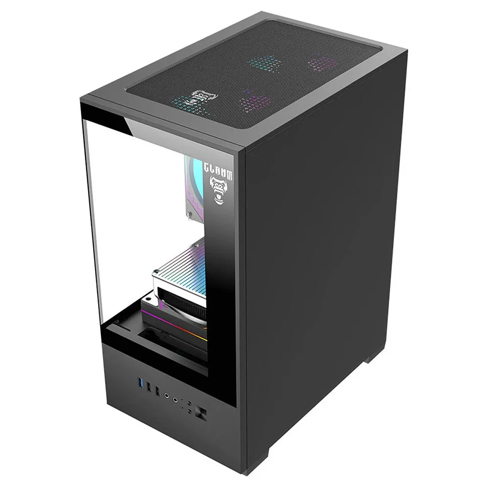 Gabinete Gamer Megalon Clanm Mini Tower Preto Mini-itx Matx Aço E Vidro 290x190x375mm Gabinete Gamer Megalon Clanm Mini Tower Preto Mini-itx Matx Aço E Vidro 290x190x375mm