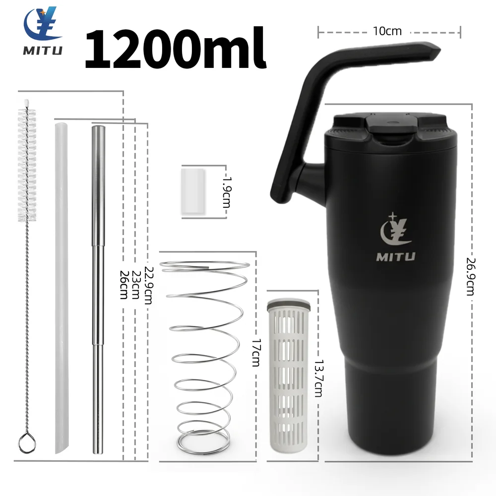 Imagem 3 de 4 do produto Copo Térmico Mitu Preto Com Alça Inteligente Transformável