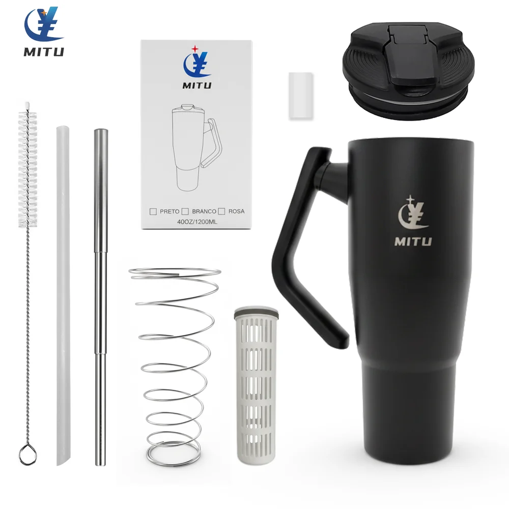 Imagem 4 de 4 do produto Copo Térmico Mitu Preto Com Alça Inteligente Transformável
