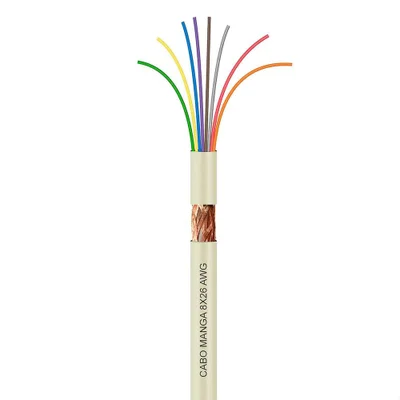 Cabo Manga 8x26 Awg Com Blindagem Bege 1 Metro Bege 1 Mt