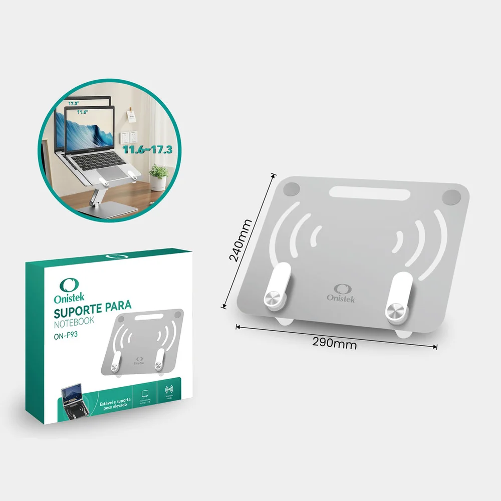 Imagem 3 de 5 do produto Bandeja De Apoio Para Notebook Furação Vesa Estável Resistente Onistek On-f93