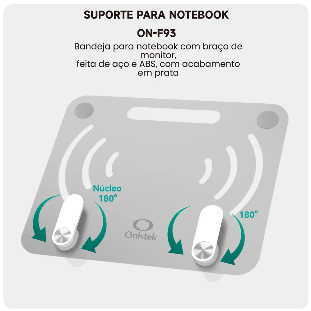 Imagem 4 de 5 do produto Bandeja De Apoio Para Notebook Furação Vesa Estável Resistente Onistek On-f93