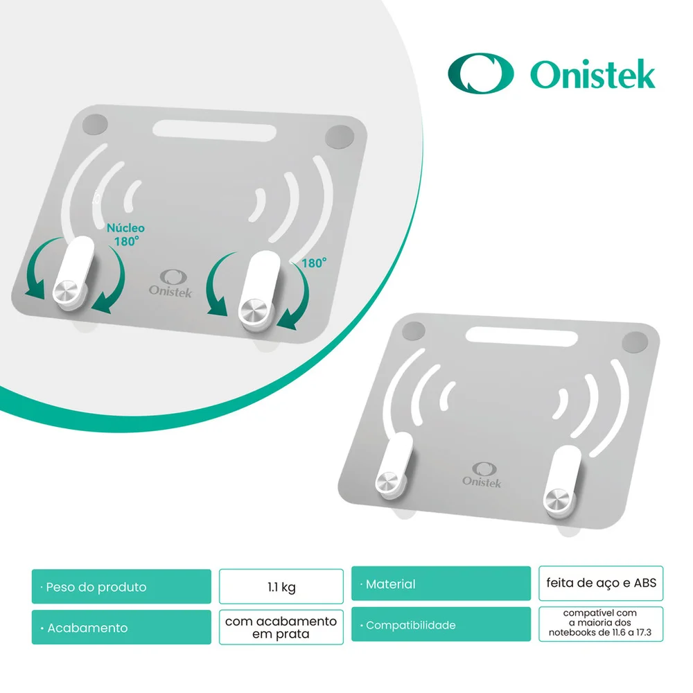 Imagem 5 de 5 do produto Bandeja De Apoio Para Notebook Furação Vesa Estável Resistente Onistek On-f93