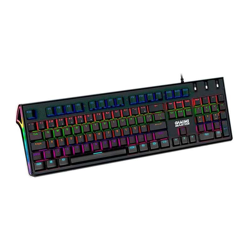 Imagem 2 de 5 do produto Teclado Gamer Usb Mecânico Kmex Flashstrike Ki-ec28, Preto, Switch Blue, LED, Abnt2