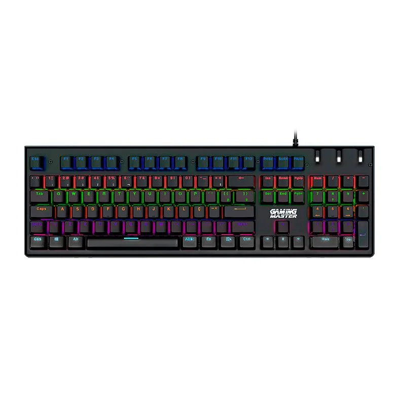 Imagem 4 de 5 do produto Teclado Gamer Usb Mecânico Kmex Flashstrike Ki-ec28, Preto, Switch Blue, LED, Abnt2