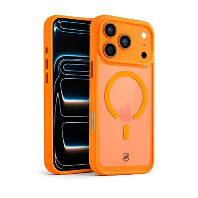 Capa Para Iphone 17 Pro Max - Magsafe Wave Transparente - Laranja - Gshield