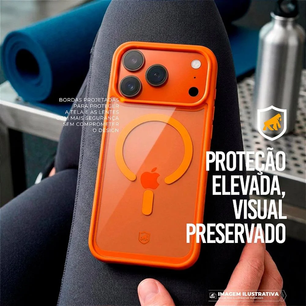 Imagem 4 de 5 do produto Capa Para Iphone 17 Pro Max - Magsafe Wave Transparente - Laranja - Gshield