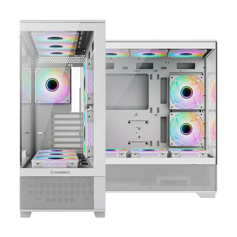 Gabinete Gamer Gamemax Vista Aw Wh, Atx, Vidro Temperado, 3 Fans