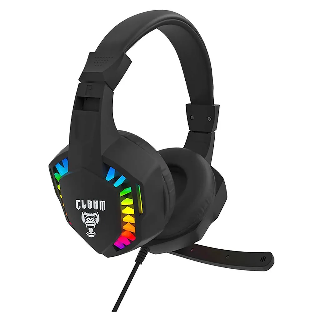 Imagem 3 de 5 do produto Headset Gamer Night Seek Clanm LED Rainbow Preto Microfone 50hz~10khz Omnidirecional Alto Falante 20hz~20hz Cabo 1,75m