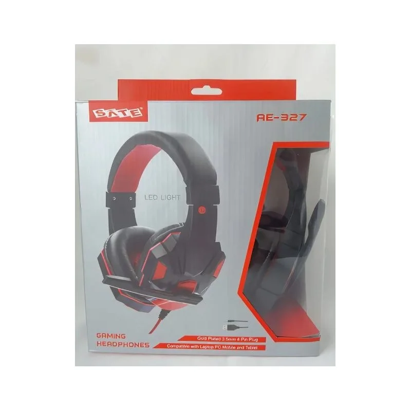 Headset Gamer Com RGB Satellite Ae-327 Vermelho/preto Com Microfone Conector 3,5mm