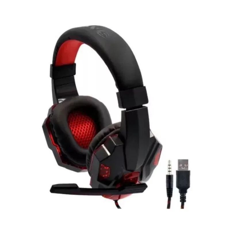 Headset Gamer Com RGB Satellite Ae-327 Vermelho/preto Com Microfone Conector 3,5mm