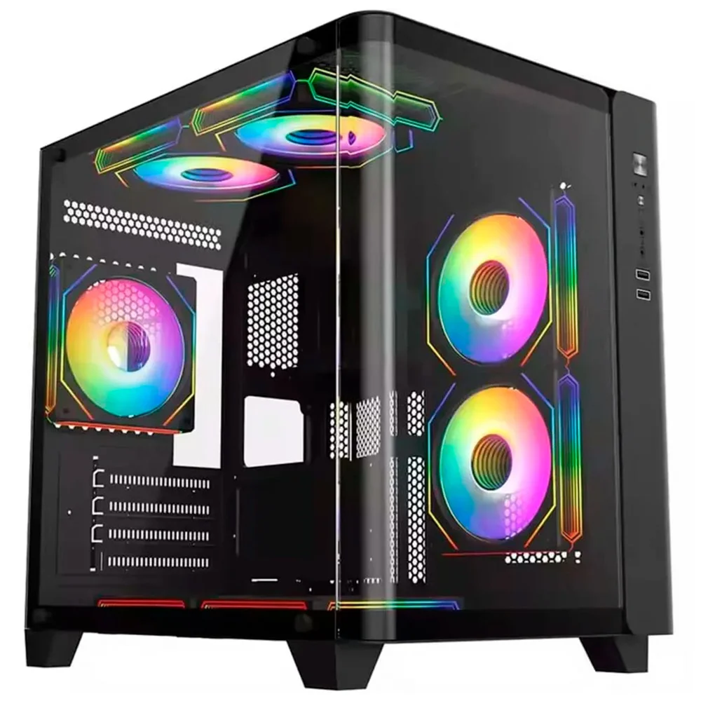 Gabinete Gamer Crypton Eclipse, 3 Fans ARGB, 4 Slots, Vidro Temperado, Preto - Cpt-eclipse-2024