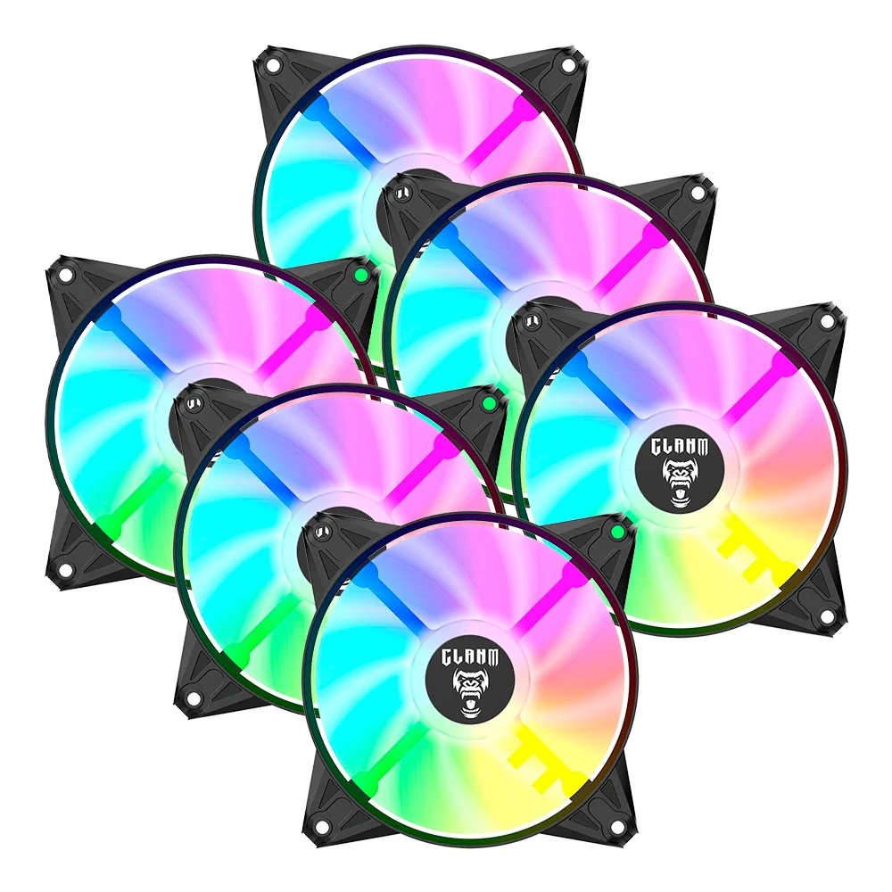 Kit 6 Cooler Fan ARGB Ventoinha Para Gabinete Eurus 6pin 12v Preto PC Clanm Gamer 4