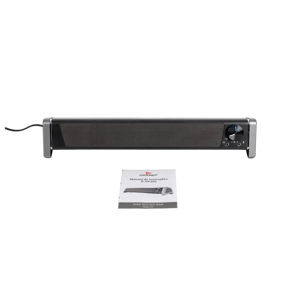 Imagem 4 de 5 do produto Sound Bar Usb Para PC E Notebook 10w Rms Com RGB E Entrada Aux 3,5mm Caixa De Som