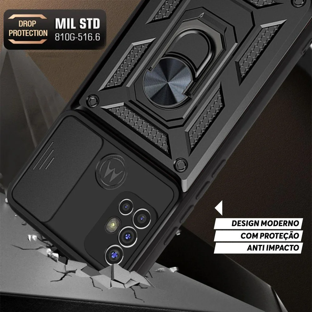 Imagem 2 de 5 do produto Capa Militar P/ Motorola Moto G20 - Capinha Case Protetora Anti Impacto Queda Armadura Resistente